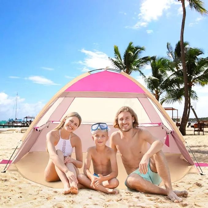 Venustas Beach Tent Sun Shelter for 3/4-5/6-7/8-10 Person, UPF 50  UV Protection Beach Canopy, Lightweight and Easy Setup Cabana, Portable Beach Shade Tent