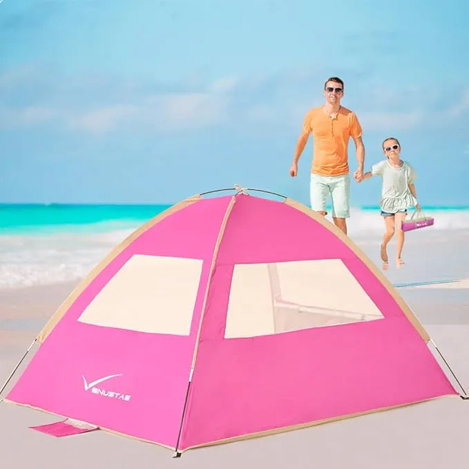 Venustas Beach Tent Sun Shelter for 3/4-5/6-7/8-10 Person, UPF 50  UV Protection Beach Canopy, Lightweight and Easy Setup Cabana, Portable Beach Shade Tent