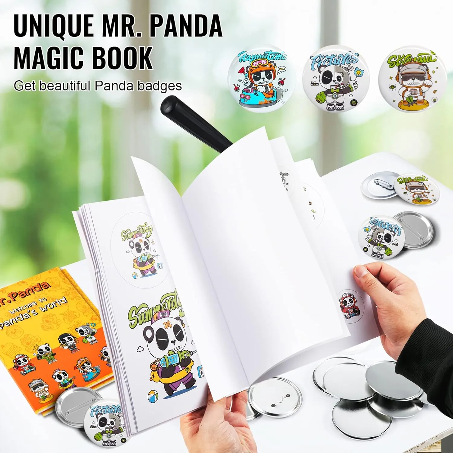 VEVOR Button Maker Machine, Multiple Sizes 1.25 2.25 Inch Badge Punch Press Kit, Children DIY Gifts Pin Maker, Button Making Supplies with 500pcs Button Parts & Circle Cutter & Magic Book