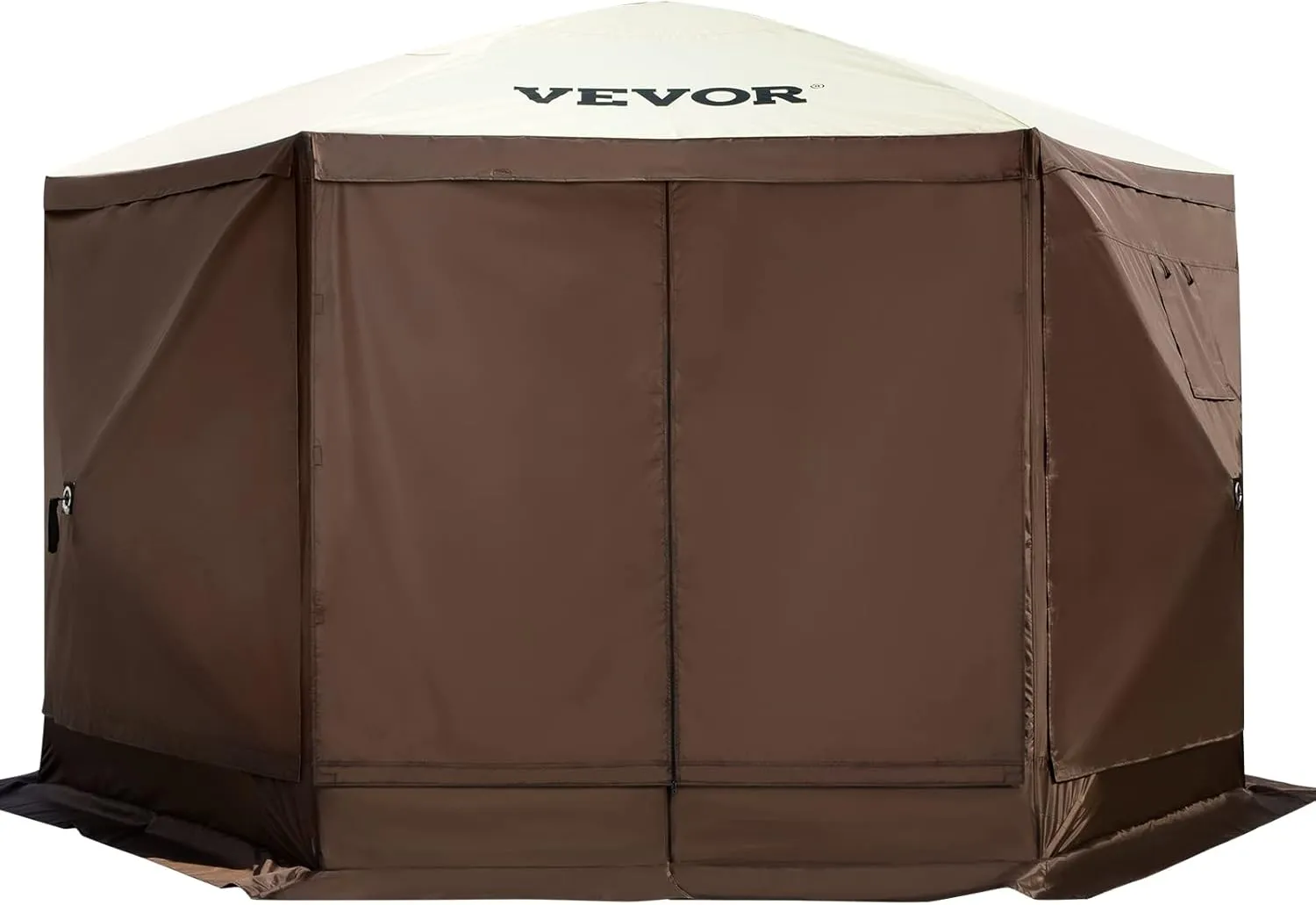 VEVOR Gazebo Screen Tent, 12 x 12 ft, 6 Sided Pop-up Camping Canopy Shelter Tent with Mesh Windows, Portable Carry Bag, Ground Stakes, Large Shade Tents for Outdoor Camping, Lawn and Backyard