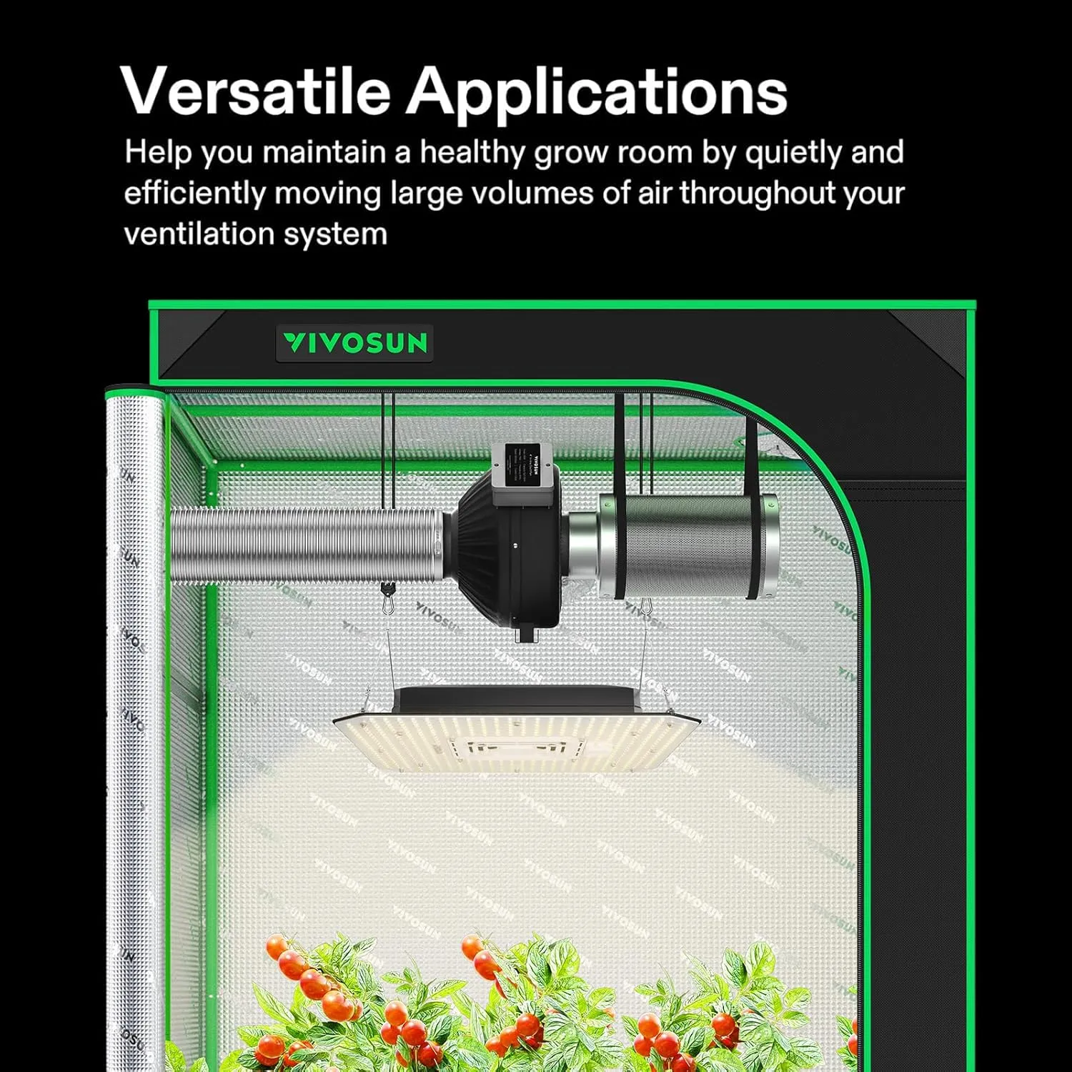 VIVOSUN 4 Inch 203 CFM Inline Fan with Speed Controller and Leather Sheath, 4 Inch Carbon Filter and 8 Feet of Ducting, Air Filtration Combo for Grow Tent Ventilation