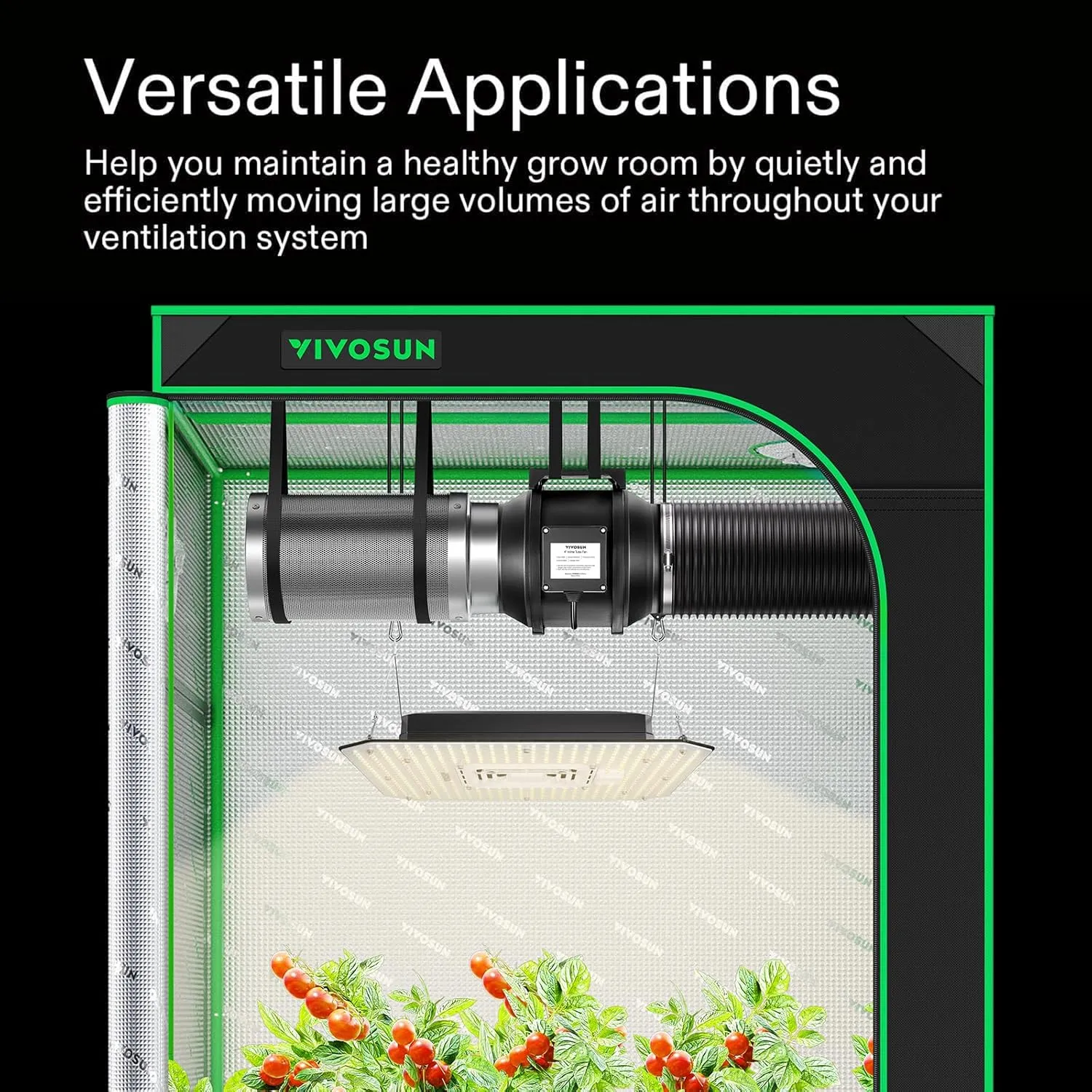 VIVOSUN Ventilation Kit 4 Inch 190 CFM Inline Duct Fan with 4"x 12" Carbon Filter Odor Control System with Australia Virgin Charcoal for Grow Tent Ventilation