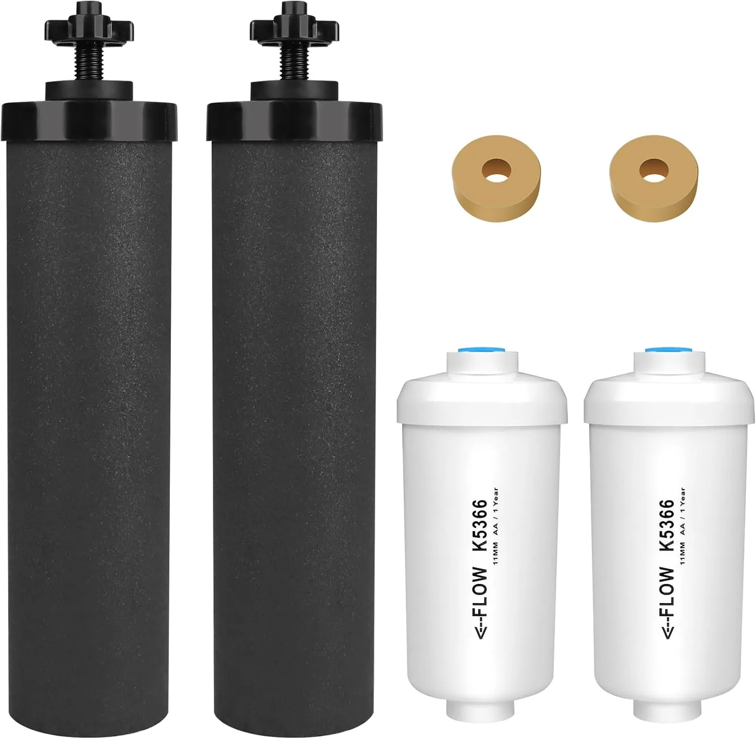 Water Filter Replacement for Berkey®, 2 Black Carbon Filters and 2 Fluoride Filters Compatible with Berkey® Gravity Water Filter System