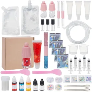 WEBEEDY DIY Lip Gloss Making Kit Make Your Own Lip Gloss Set for Women Beginners,42 Pcs DIY Lipgloss Set with Moisturizing Lipgloss Base,Tubes,Pigment & More for Birthday Fun Gift