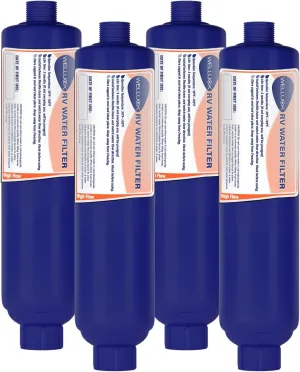 WELLUCK RV Camper Inline Water Filter Reduce Chlorine and Odor, 4 Packs RV Camping Water Hose Filter Accessories for Camping Trailer Motorhome Boat Marine Drinking Garden Car Washing