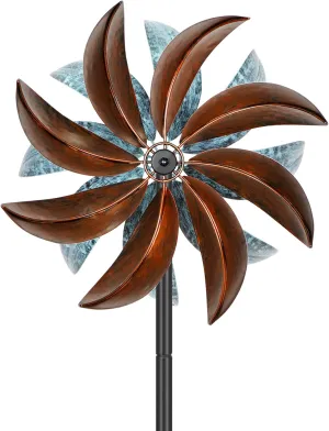 Wind Spinners Outdoor, Kinetic Garden Wind Spinner with Stake, Yard Spinners Windmill Decor for Patio Lawn (12" W x 70" H)