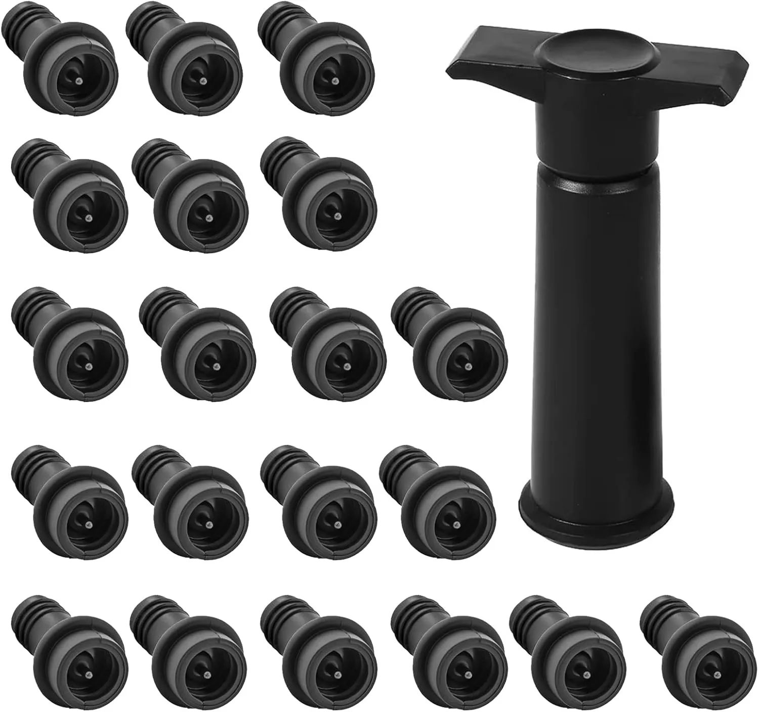 Wine Saver Vacuum Pump with 20 Reusable Stoppers – Wine Preserver & Bottle Sealer Kit, Air Remover Pump for Wine Bottles, Flat Handle Design (Ideal for Cruise, Gifts, or Home Use)