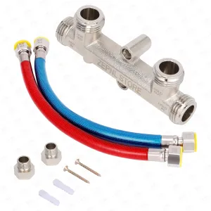 WP596816 Brass Sensor Valve Kit for Watts 500800/500805 & Grundfos 367010, Replace 595926 Old Plastic hot water recirculating valve,2x12"Hot and Cold 304 Corrugated Supply Lines-2x1/2 to 3/8" Adapters