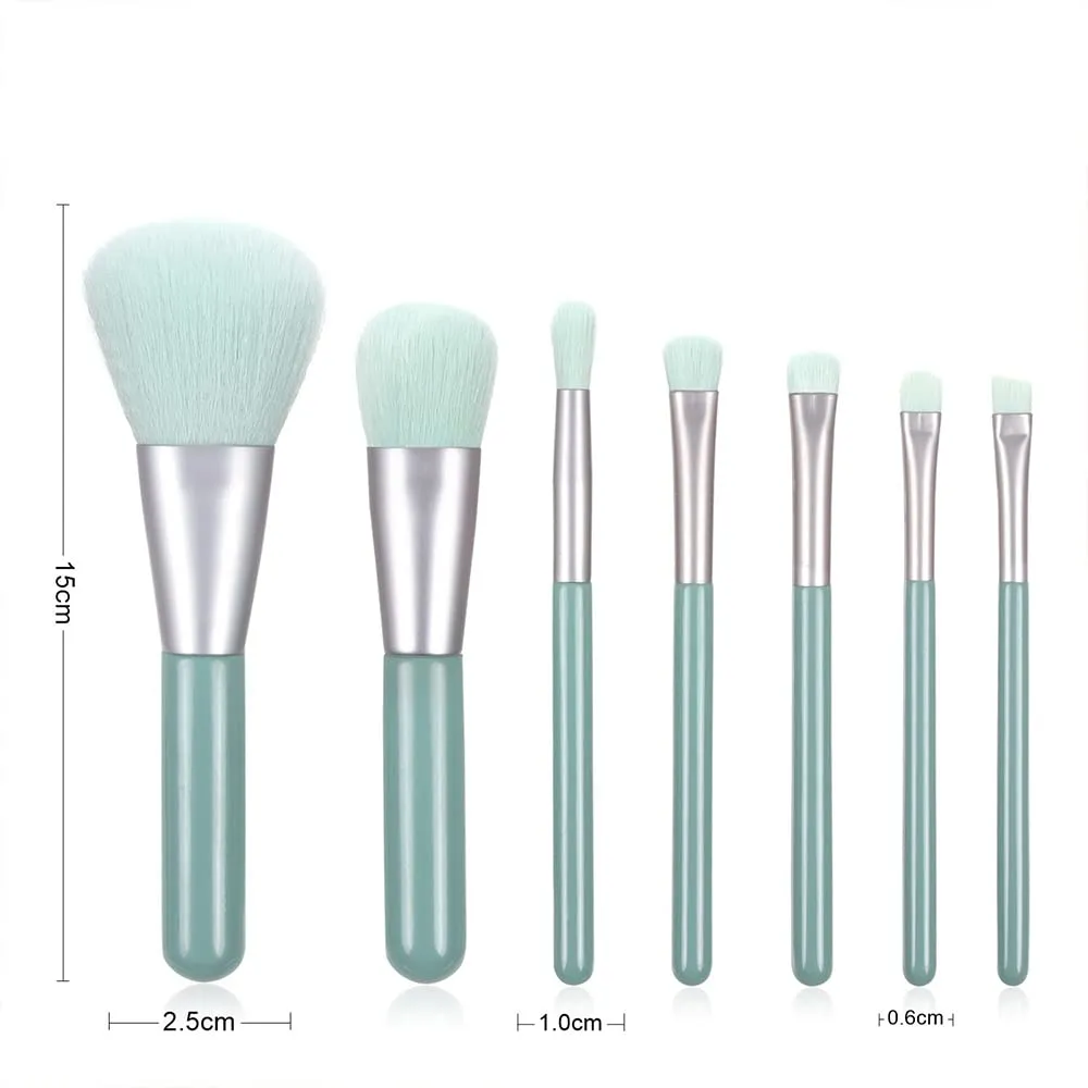 Xaena Makeup Brush Set 7pcs Premium Synthetic Makeup Brushes, Mini Travel Make up Brush Kit Foundation Powder Blush Eyeshadow Eyebrow Contour concealer Portable Makeup Brushes Set with Case 38-4