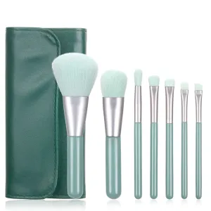 Xaena Makeup Brush Set 7pcs Premium Synthetic Makeup Brushes, Mini Travel Make up Brush Kit Foundation Powder Blush Eyeshadow Eyebrow Contour concealer Portable Makeup Brushes Set with Case 38-4
