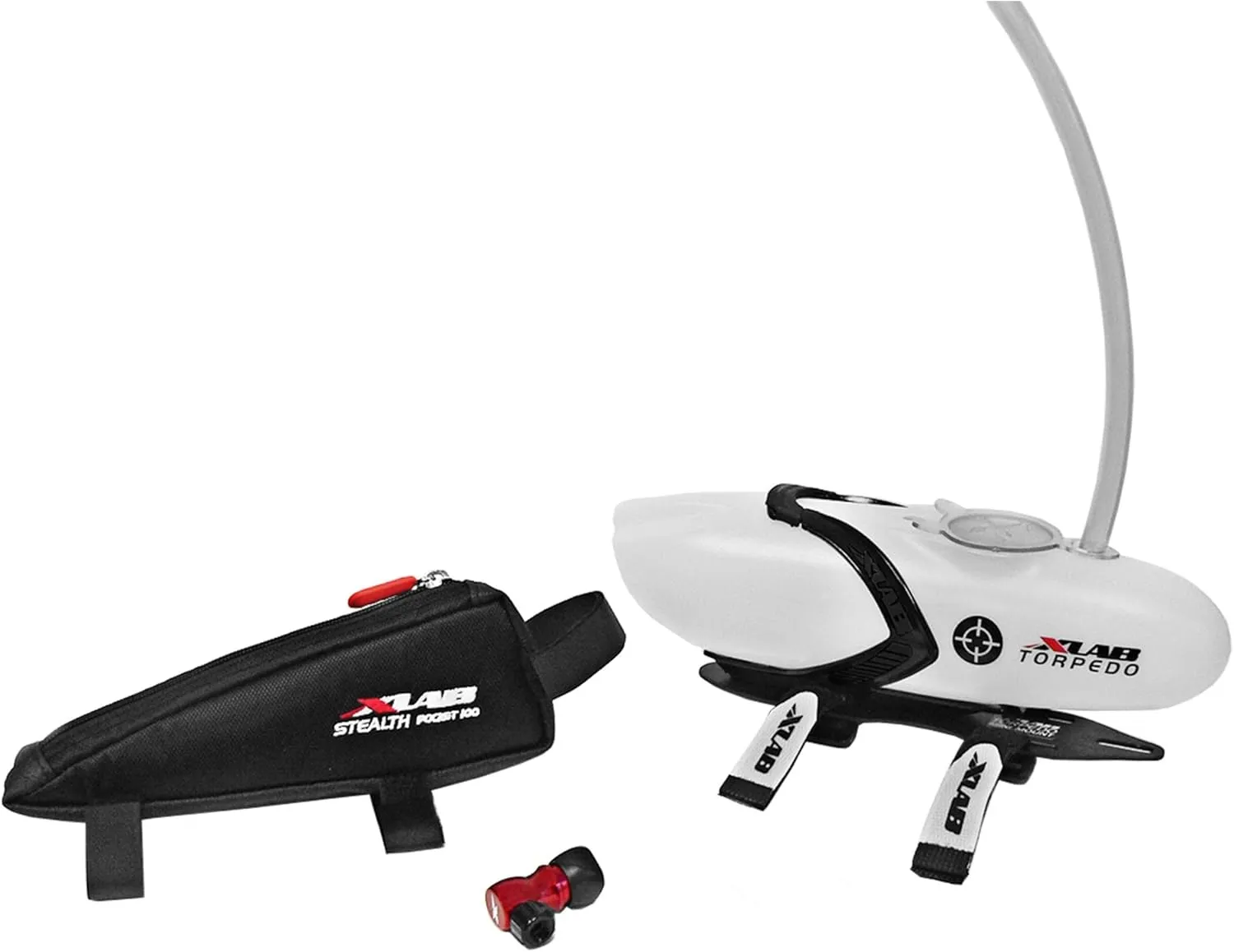 XLAB Beginner Triathlon Starter Kit with Torpedo 50  Front Hydration System Stealth Pocket 100 Top Tube Bag and Nanoflator CO2 Inflator