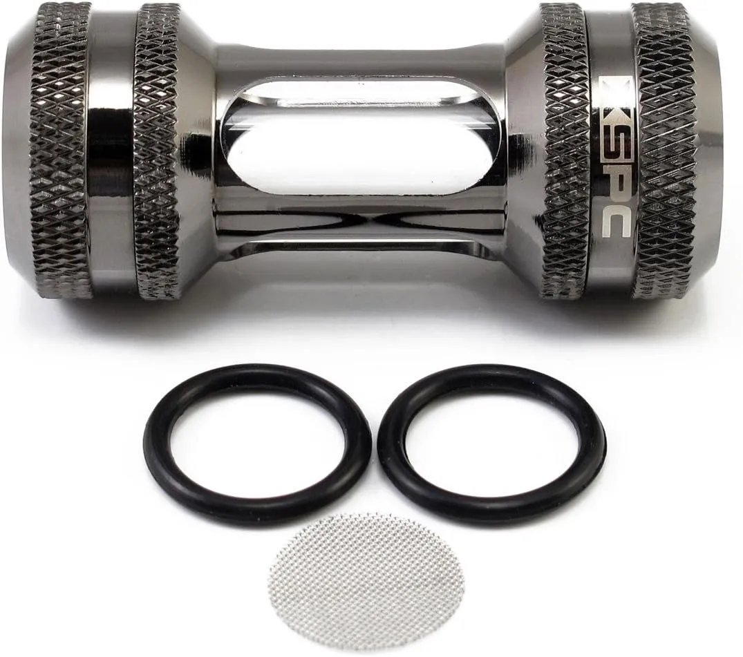 XSPC G1/4" Inline Filter, Black Chrome