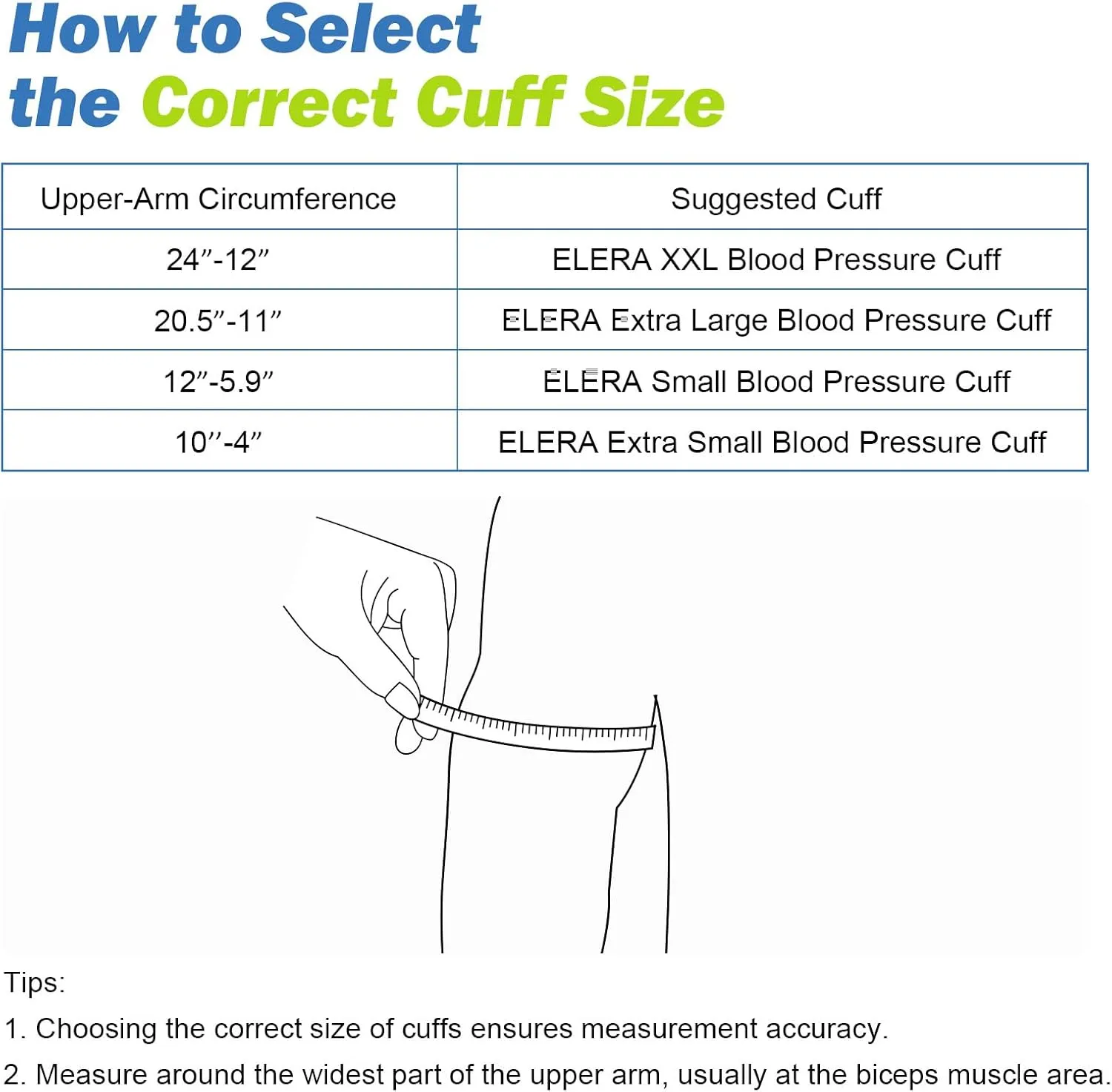 XXL Blood Pressure Cuff 9”-24” (22-60CM) Compatible with All Automatic Blood Pressure Monitors, Extra Large BP Replacement Cuff for Big Arms - Includes 6 Connectors