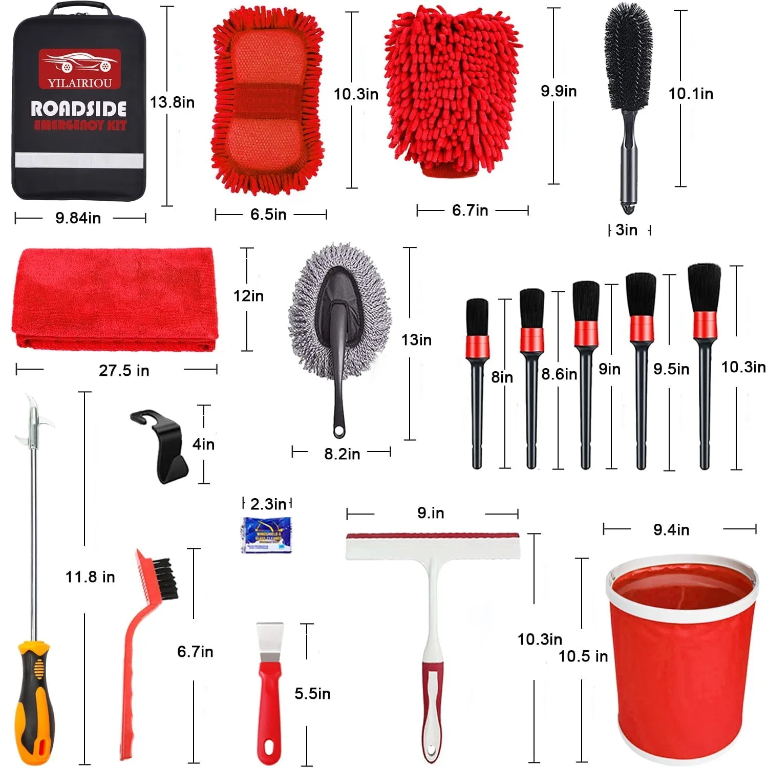 YILAIRIOU Car Wash Kit with Foam Gun - Car Wash Cleaning Kit with Wash Microfiber Sponge and Towels Tire Brush Collapsible Bucket Wash, Sprayers for Car Cleaning Gardens and Pets