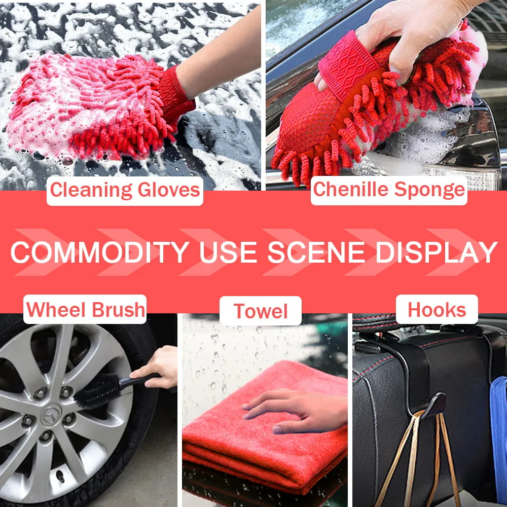 YILAIRIOU Car Wash Kit with Foam Gun - Car Wash Cleaning Kit with Wash Microfiber Sponge and Towels Tire Brush Collapsible Bucket Wash, Sprayers for Car Cleaning Gardens and Pets