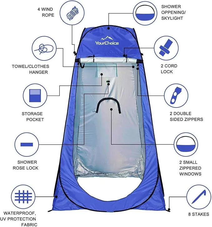 Your Choice Privacy Tent - Pop Up Shower Changing Toilet Tent Portable Camping Privacy Shelters Room 6.2 FT Tall with Carrying Bag for Outdoors Indoors